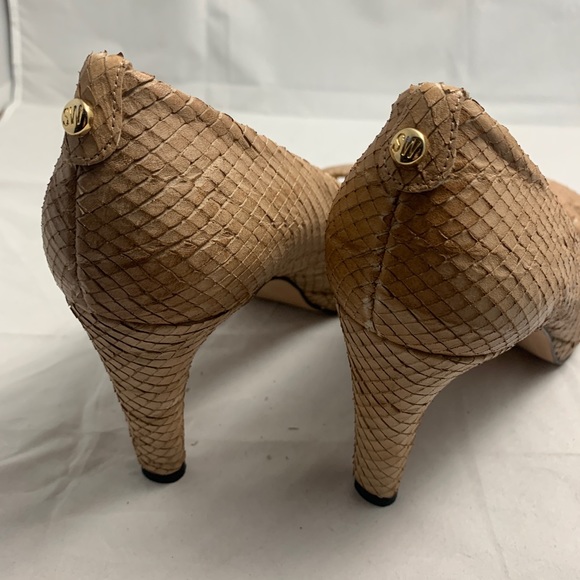 New Stuart Weitzman 10 tan snakeskin platform heel - Picture 4 of 8